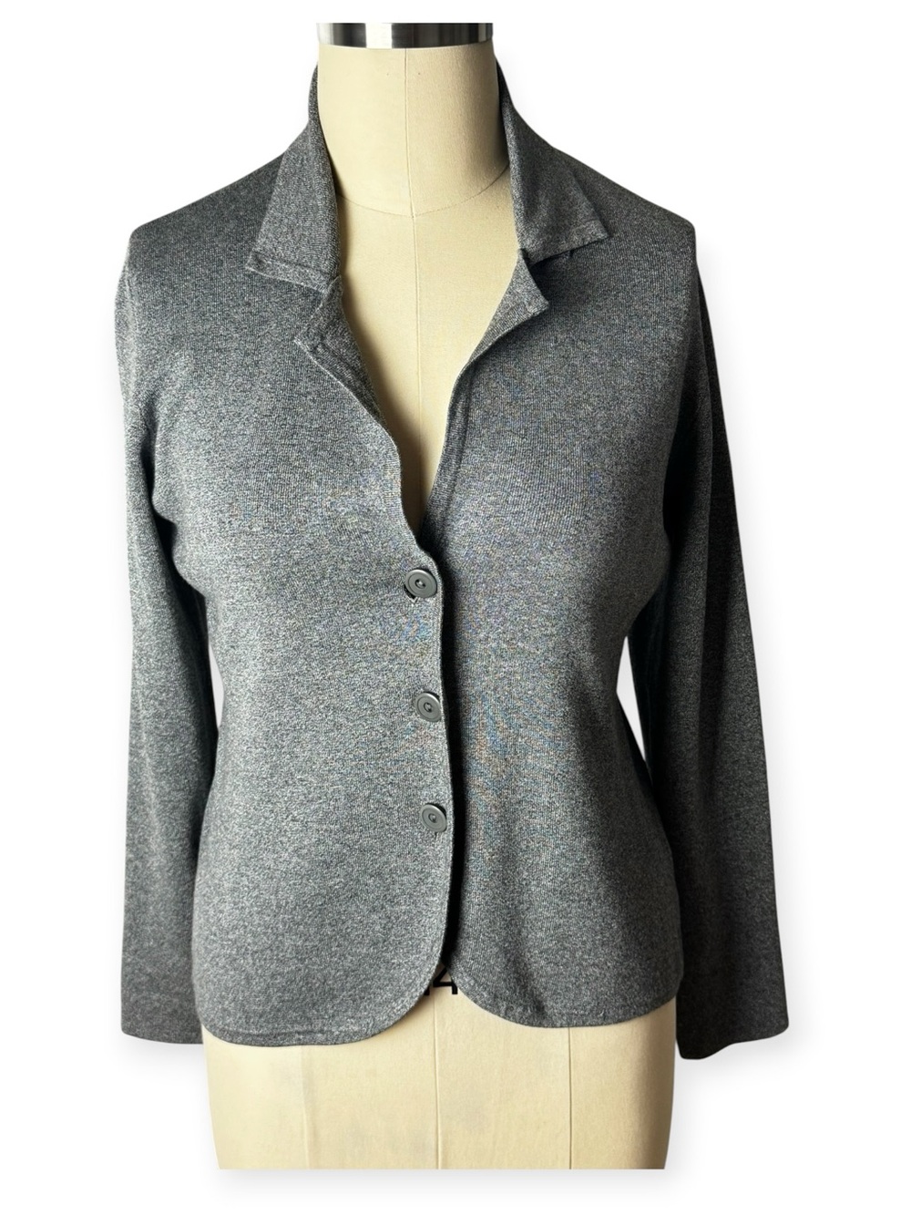 Cyrus L Heather Gray Knit Sweater Blazer 3 Button Jacket